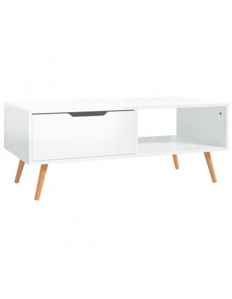 Tavolino Salotto Bianco Lucido 100x49,5x43 cm Legno Multistrato