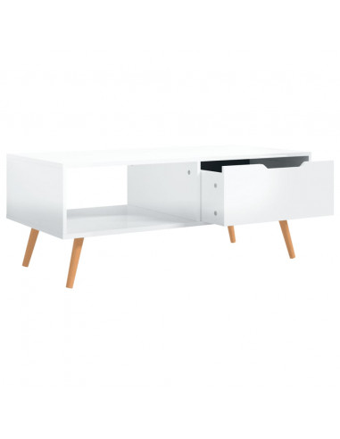 Tavolino Salotto Bianco Lucido 100x49,5x43 cm Legno Multistrato