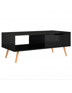 Tavolino Salotto Nero Lucido 100x49,5x43 cm Legno Multistrato 2
