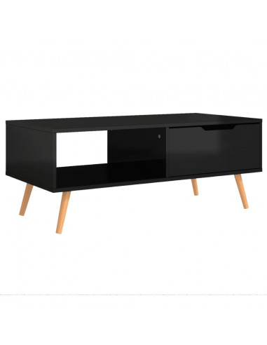 Tavolino Salotto Nero Lucido 100x49,5x43 cm Legno Multistrato