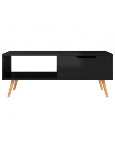 Tavolino Salotto Nero Lucido 100x49,5x43 cm Legno Multistrato