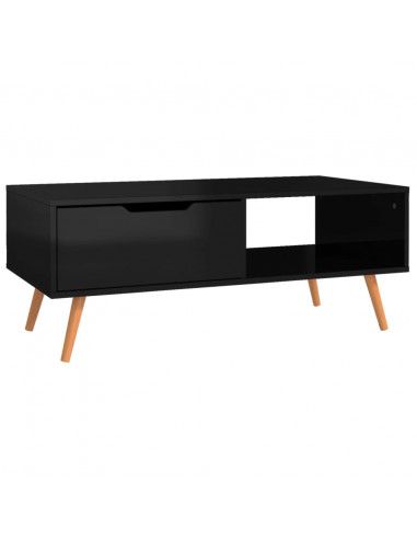 Tavolino Salotto Nero Lucido 100x49,5x43 cm Legno Multistrato