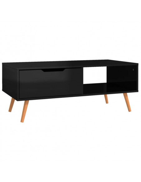 Tavolino Salotto Nero Lucido 100x49,5x43 cm Legno Multistrato
