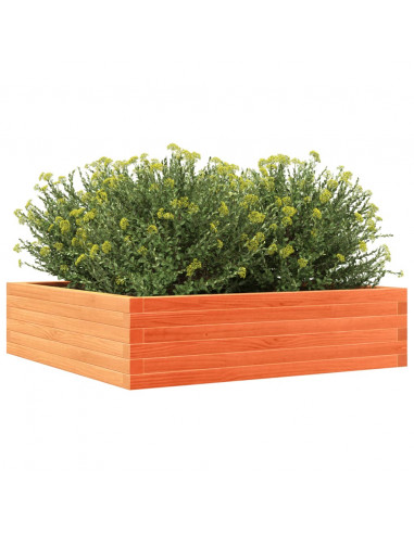 Fioriera Giardino Marrone Cera 90x90x23 cm Legno Massello Pino