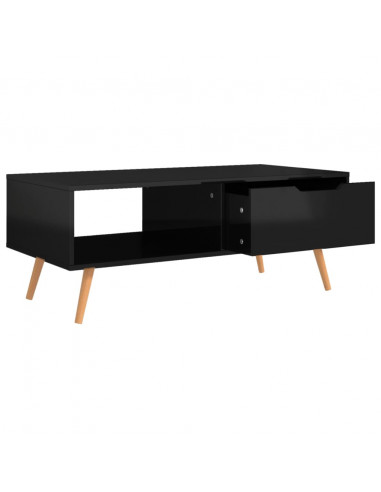 Tavolino Salotto Nero Lucido 100x49,5x43 cm Legno Multistrato
