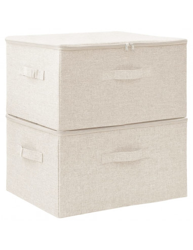 Scatole Portaoggetti 2pz in Tessuto 43x34x23 cm Crema