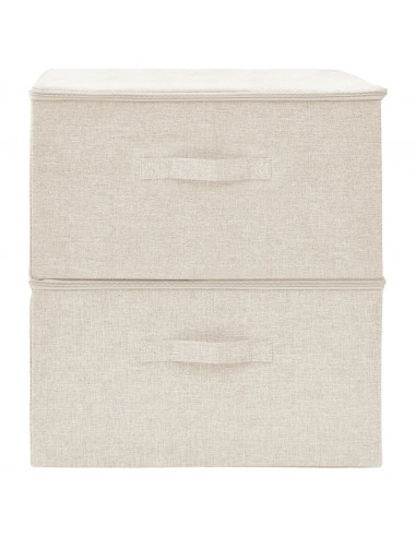 Scatole Portaoggetti 2pz in Tessuto 43x34x23 cm Crema