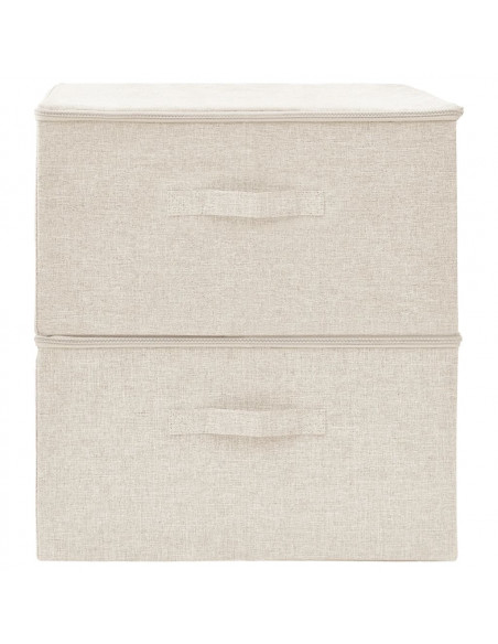 Scatole Portaoggetti 2pz in Tessuto 43x34x23 cm Crema