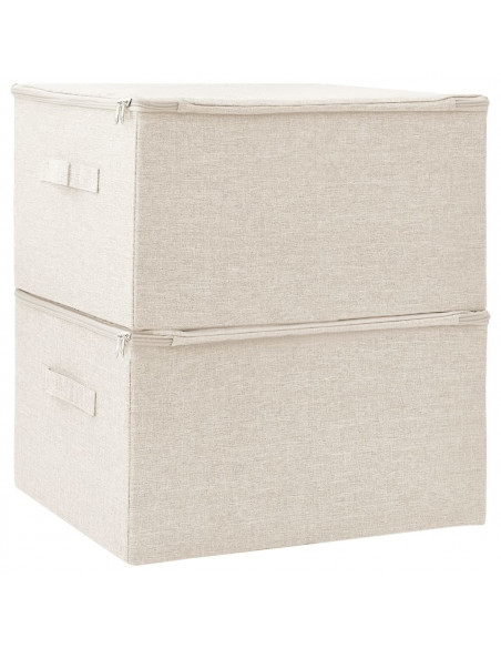 Scatole Portaoggetti 2pz in Tessuto 43x34x23 cm Crema