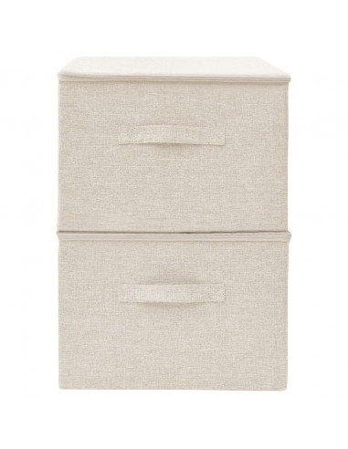 Scatole Portaoggetti 2pz in Tessuto 43x34x23 cm Crema