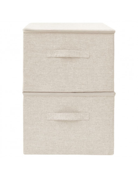 Scatole Portaoggetti 2pz in Tessuto 43x34x23 cm Crema