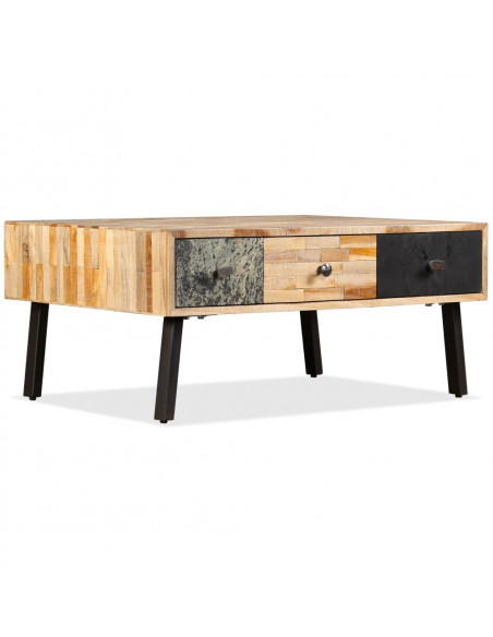 Tavolino da Salotto in Legno di Teak di Recupero 90x65x40 cm