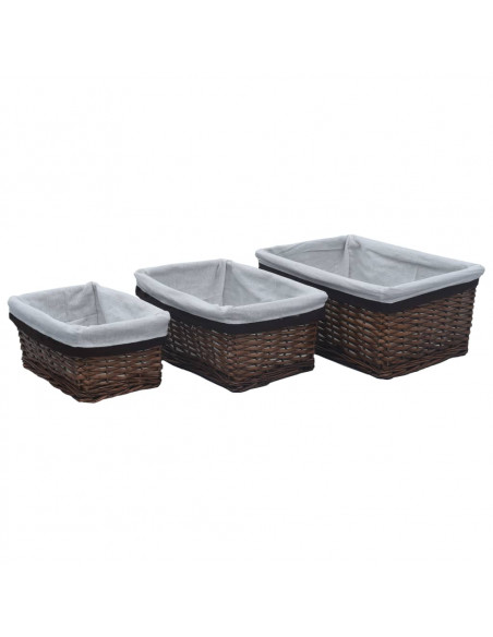 Set Cestini Impilabili 3 pz Marroni in Salice