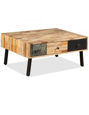 Tavolino da Salotto in Legno di Teak di Recupero 90x65x40 cm