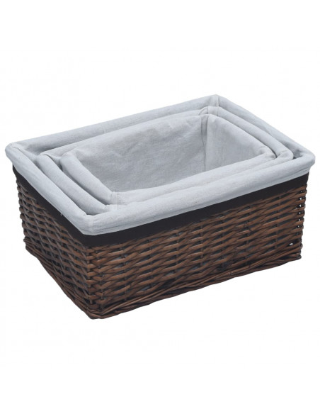 Set Cestini Impilabili 3 pz Marroni in Salice