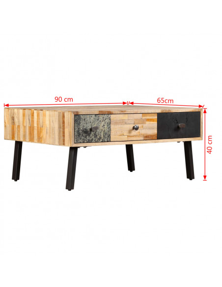 Tavolino da Salotto in Legno di Teak di Recupero 90x65x40 cm
