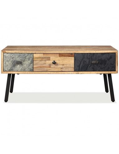 Tavolino da Salotto in Legno di Teak di Recupero 90x65x40 cm