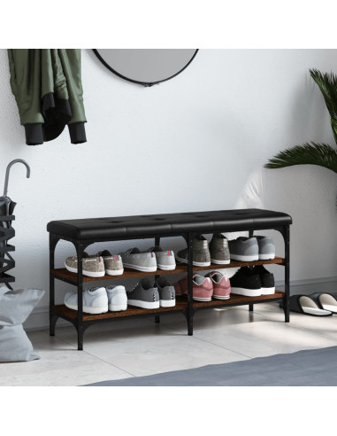 Panca Porta Scarpe Rovere Marrone 102x32x47cm Legno Multistrato