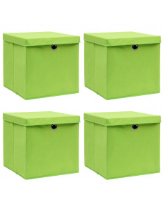 Scatole Portaoggetti con Coperchi 4pz Verdi 32x32x32 cm Tessuto 2