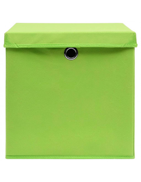 Scatole Portaoggetti con Coperchi 4pz Verdi 32x32x32 cm Tessuto
