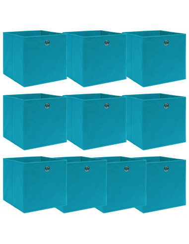 Scatole Portaoggetti 10pz Azzurre 32x32x32 cm Tessuto