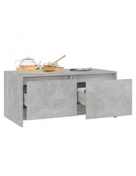 Tavolino da Salotto Grigio Cemento 90x50x41,5 cm in Truciolato