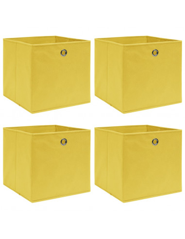 Scatole Portaoggetti 4pz Gialle 32x32x32 cm Tessuto
