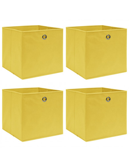Scatole Portaoggetti 4pz Gialle 32x32x32 cm Tessuto