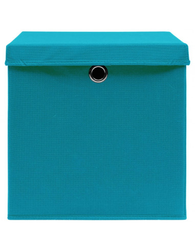 Scatole con Coperchi 10pz Azzurre 32x32x32 cm Tessuto