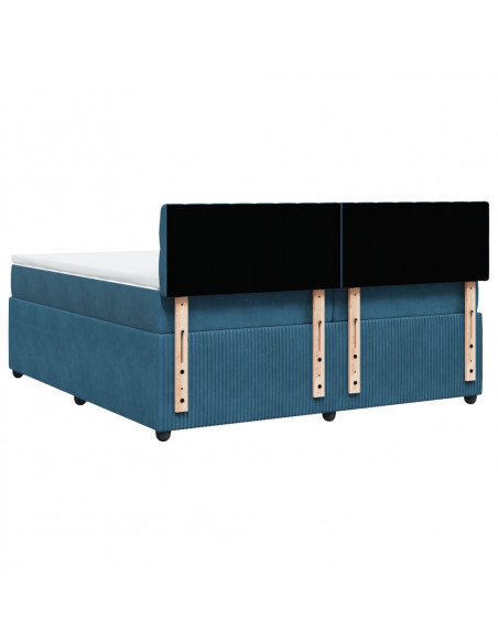 Giroletto a Molle con Materasso Blu 200x200 cm in Velluto
