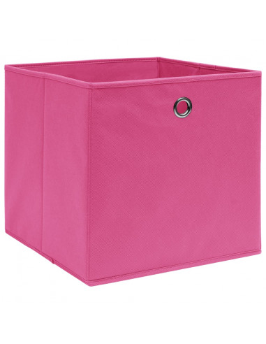 Scatole Portaoggetti con Coperchi 4pz Rosa 32x32x32 cm Tessuto