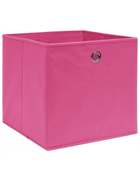 Scatole Portaoggetti con Coperchi 4pz Rosa 32x32x32 cm Tessuto