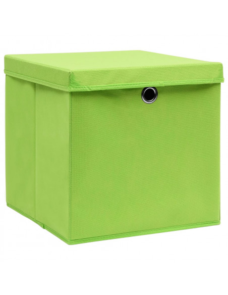 Scatole Portaoggetti con Coperchi 10pz Verdi 32x32x32cm Tessuto