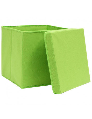 Scatole Portaoggetti con Coperchi 10pz Verdi 32x32x32cm Tessuto