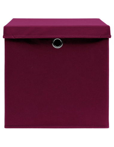 Scatole con Coperchi 10 pz Rosso Scuro 32x32x32 cm Tessuto