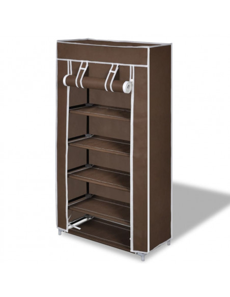 Scarpiera in Tessuto Richiudibile 58 x 28 x 106 cm Marrone
