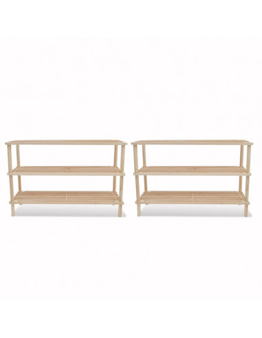 Scarpiere a 3 Livelli 2 pz in Legno Massello di Abete