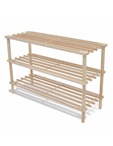 Scarpiere a 3 Livelli 2 pz in Legno Massello di Abete