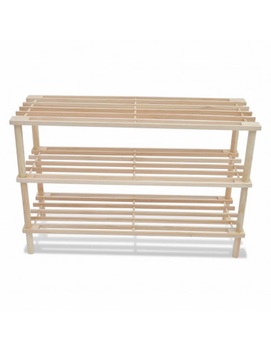 Scarpiere a 3 Livelli 2 pz in Legno Massello di Abete