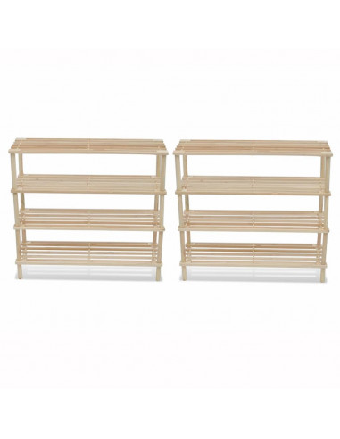 Scarpiere a 4 Livelli 2 pz in Legno Massello di Abete