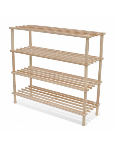 Scarpiere a 4 Livelli 2 pz in Legno Massello di Abete