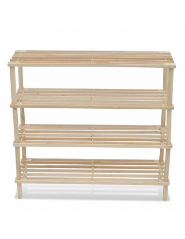 Scarpiere a 4 Livelli 2 pz in Legno Massello di Abete