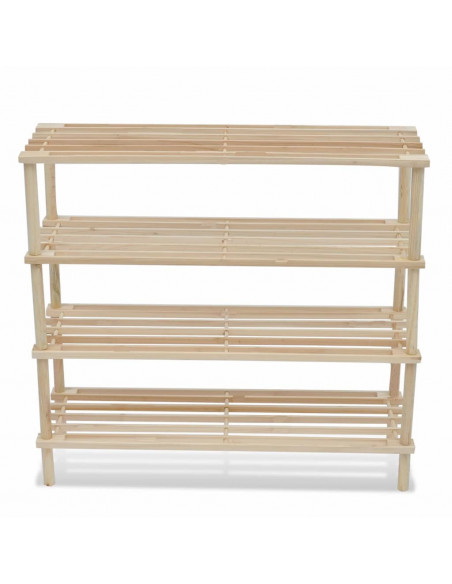 Scarpiere a 4 Livelli 2 pz in Legno Massello di Abete