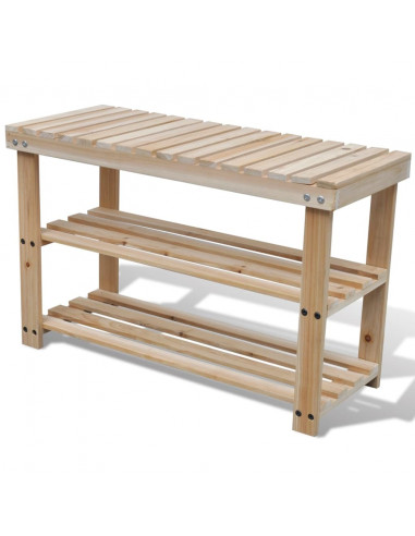 Scarpiera 2 in 1 con Panca in Legno Massello di Abete