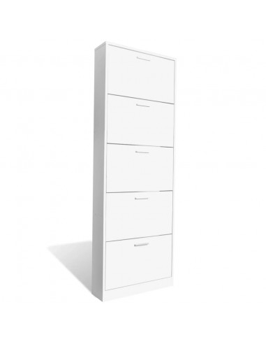 Scarpiera in Legno con 5 Scomparti Bianca