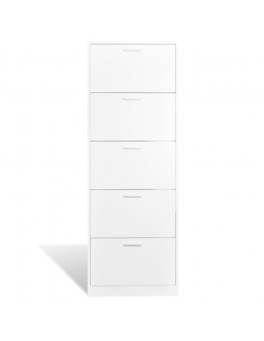 Scarpiera in Legno con 5 Scomparti Bianca