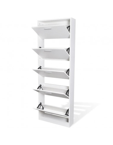 Scarpiera in Legno con 5 Scomparti Bianca