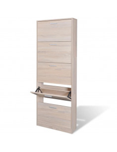 Scarpiera in Legno Effetto Rovere con 5 Scomparti 2