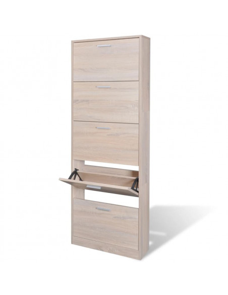 Scarpiera in Legno Effetto Rovere con 5 Scomparti