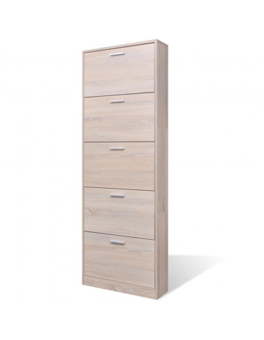 Scarpiera in Legno Effetto Rovere con 5 Scomparti